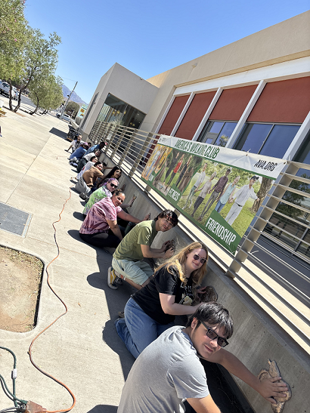 All students putting up their art